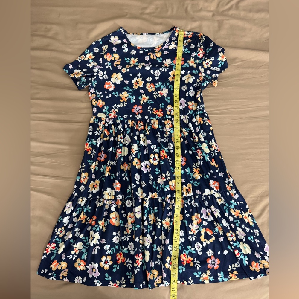 Floral Kids Dress - Navy and Multicolor